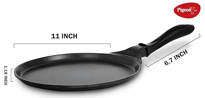 Pigeon by Stovekraft Wonder Cast Aluminium Flat Tawa (Black 27 cm)