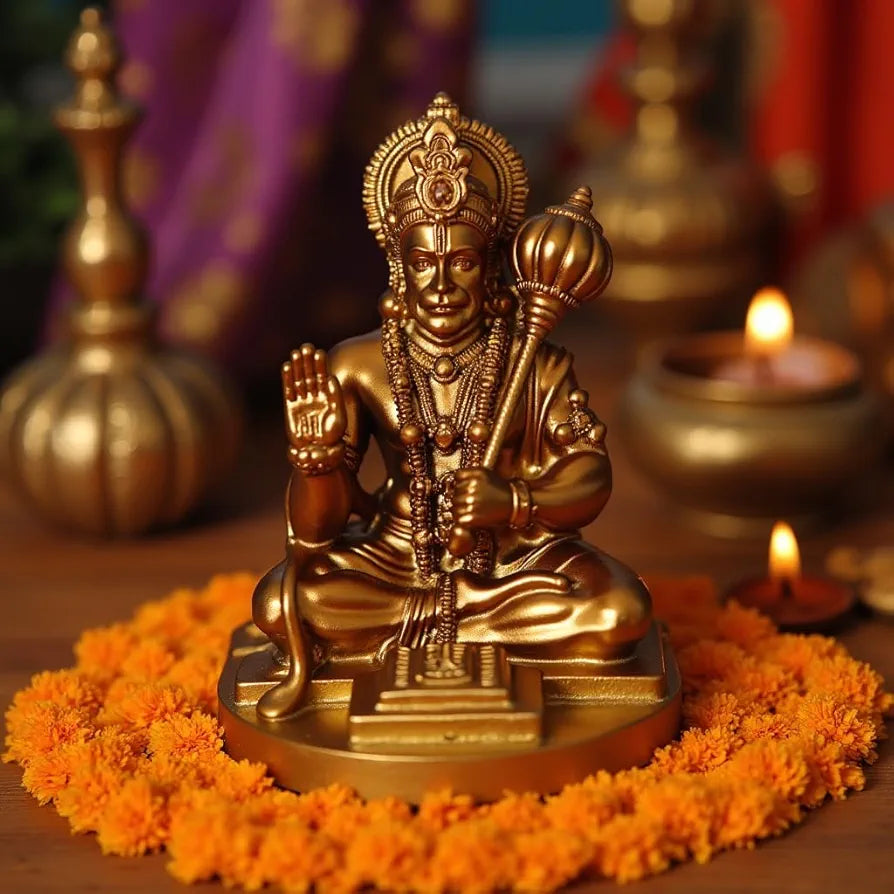 Unovate Lord Hanuman Idol for Car Dashboard Gold
