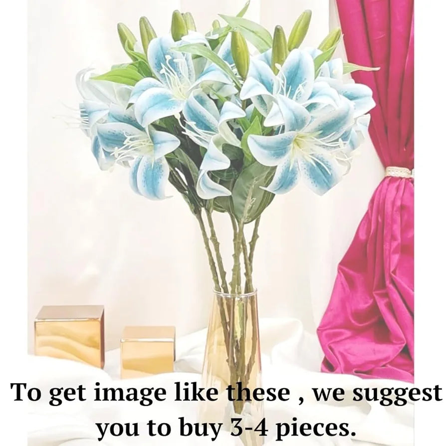 Lily Artificial Flowers Sticks Blue
