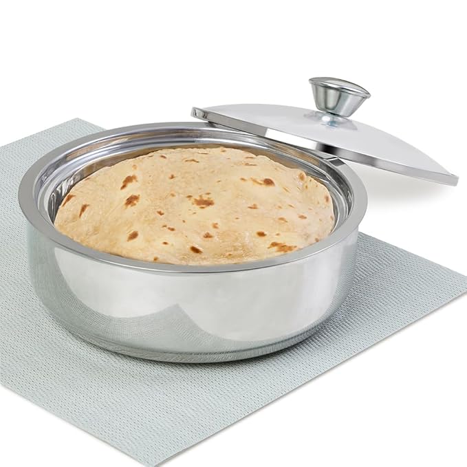 Borosil Stainless Steel Insulated Roti Server | 1.1 Litres | Silver