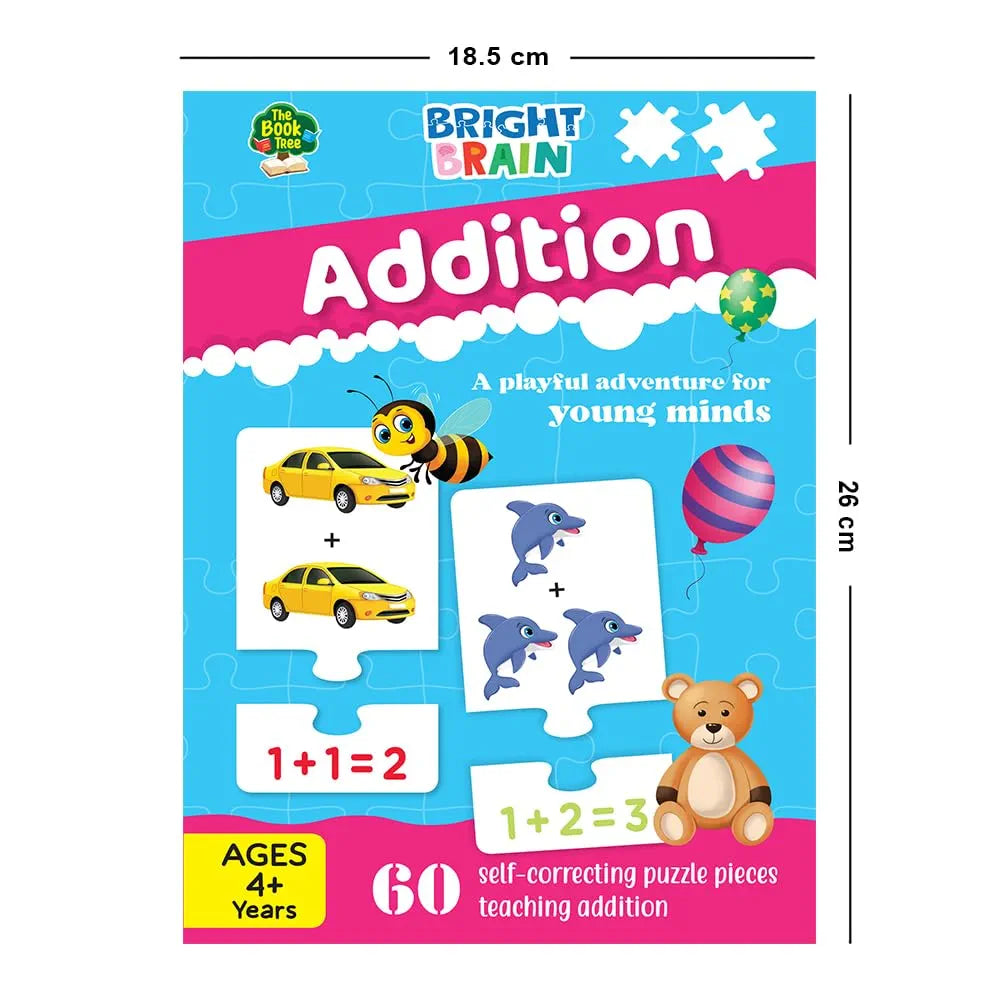 The Book Tree Bright Brain Addition Puzzle – Learn Basic Math with 60 Pieces Puzzle – Fun & Educational for Kids Age 4+ – Educational Toy Birthday Gift for Boys and Girls by Majestic Book Club