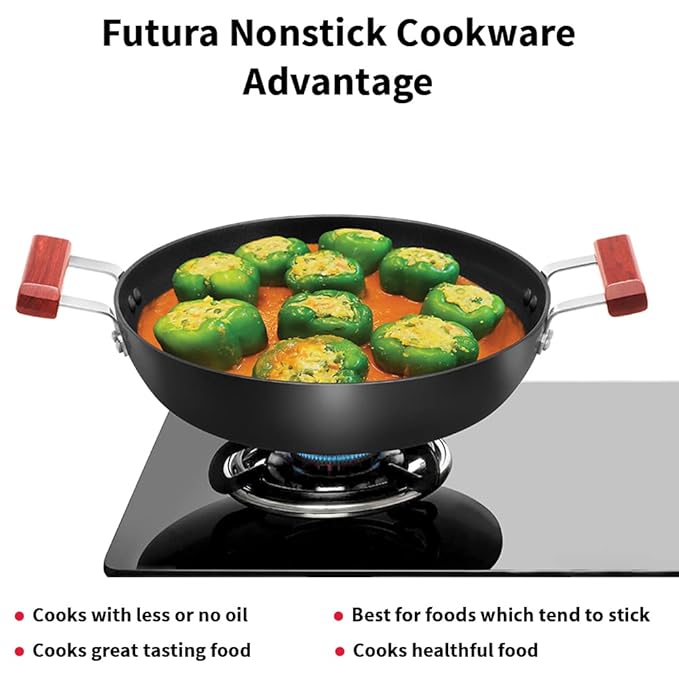 Hawkins Futura 3 Litre Cook n Serve Frying Pan, Non Stick Frying Pan with Glass Lid