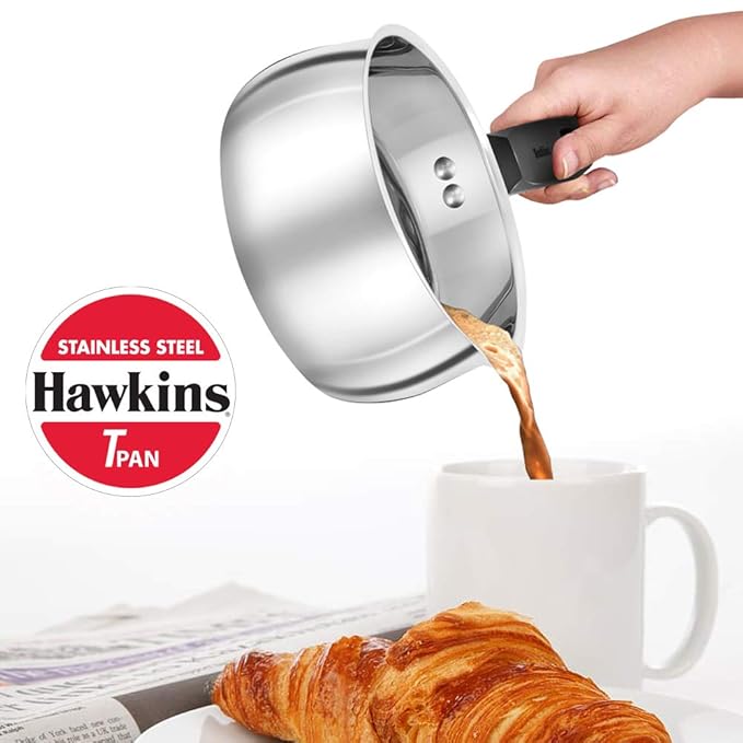 Hawkins 1 Litre Tpan Stainless Steel Tea Pan Induction Sauce Pan Chai Pan