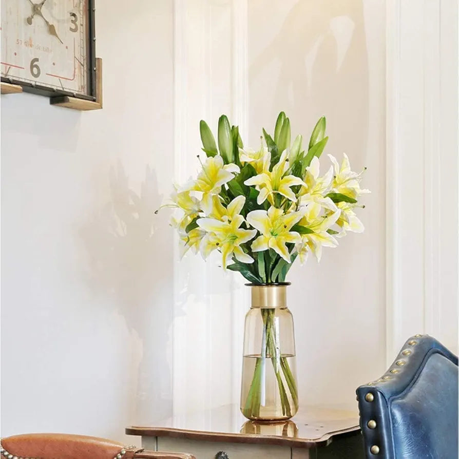 Lily Artificial Flowers Sticks Yellow