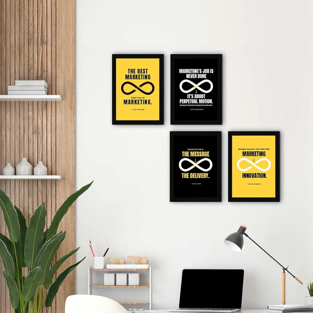 ArtX Paper Business Sales & Marketing Motivational Quotes AXF00180-MOT Framed Posters Set of 4