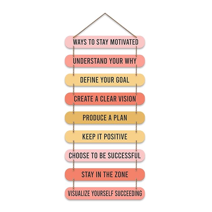 Artvibes Ways to Stay Motivated Quotes Mdf Wooden Wall Hanging for Home Livingroom Art Item