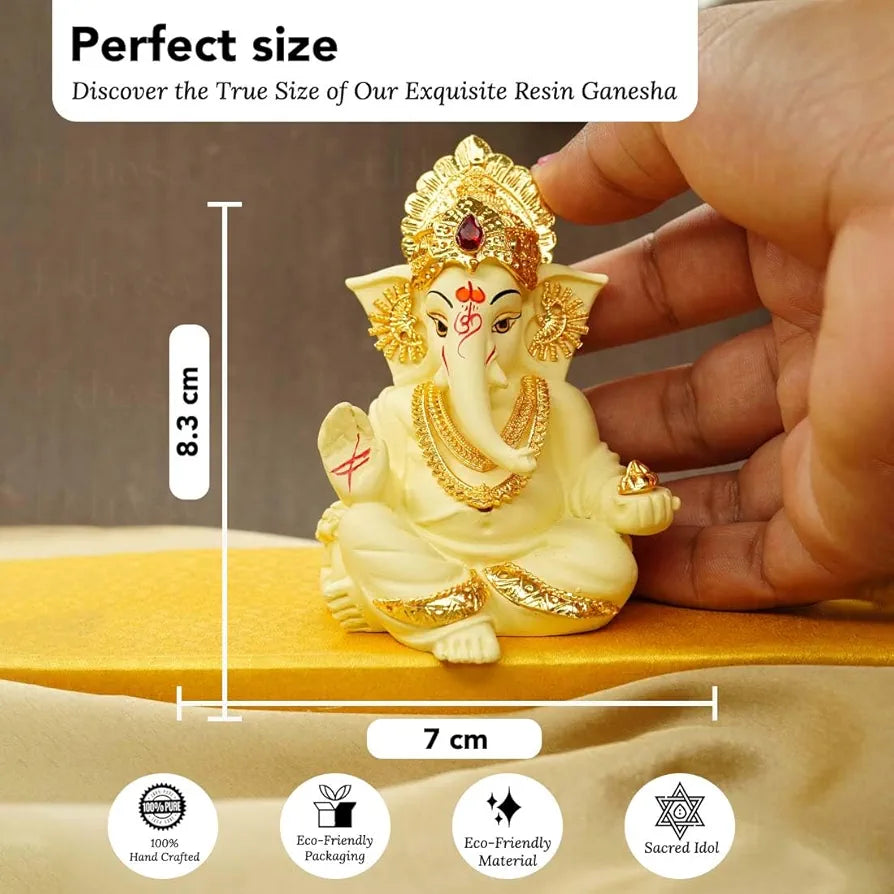 Ekhasa Ganesh Idol for Car Dashboard Ivory 1