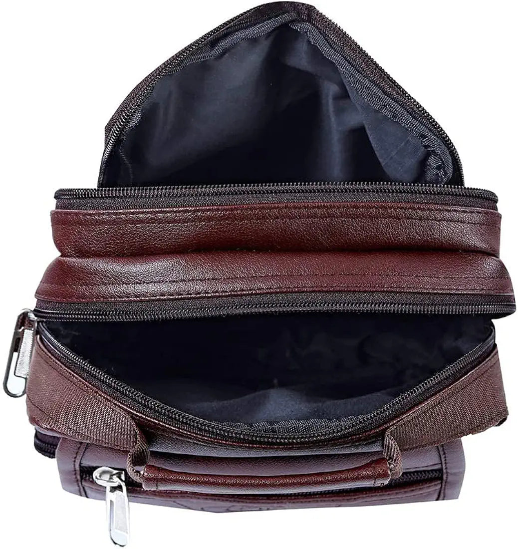 Leather World Sling Bag for Men PU Leather Messenger Cross Body Travel Office One Side Chest Shoulder Bag for Men & Women
