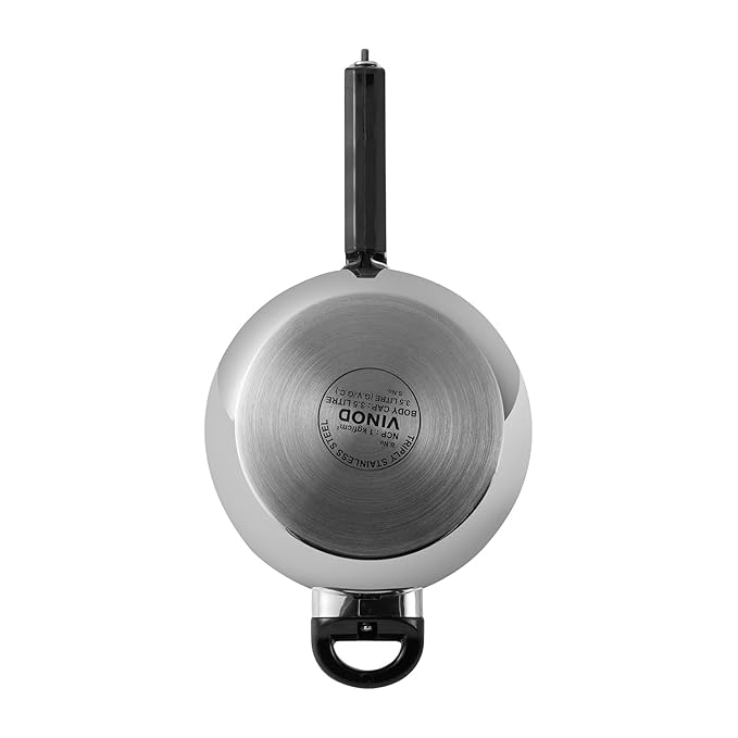 Vinod Straight Platinum Triply Stainless Steel Inner Lid Pressure Cooker - 3.5 Litres | SAS Metal | Induction Ready