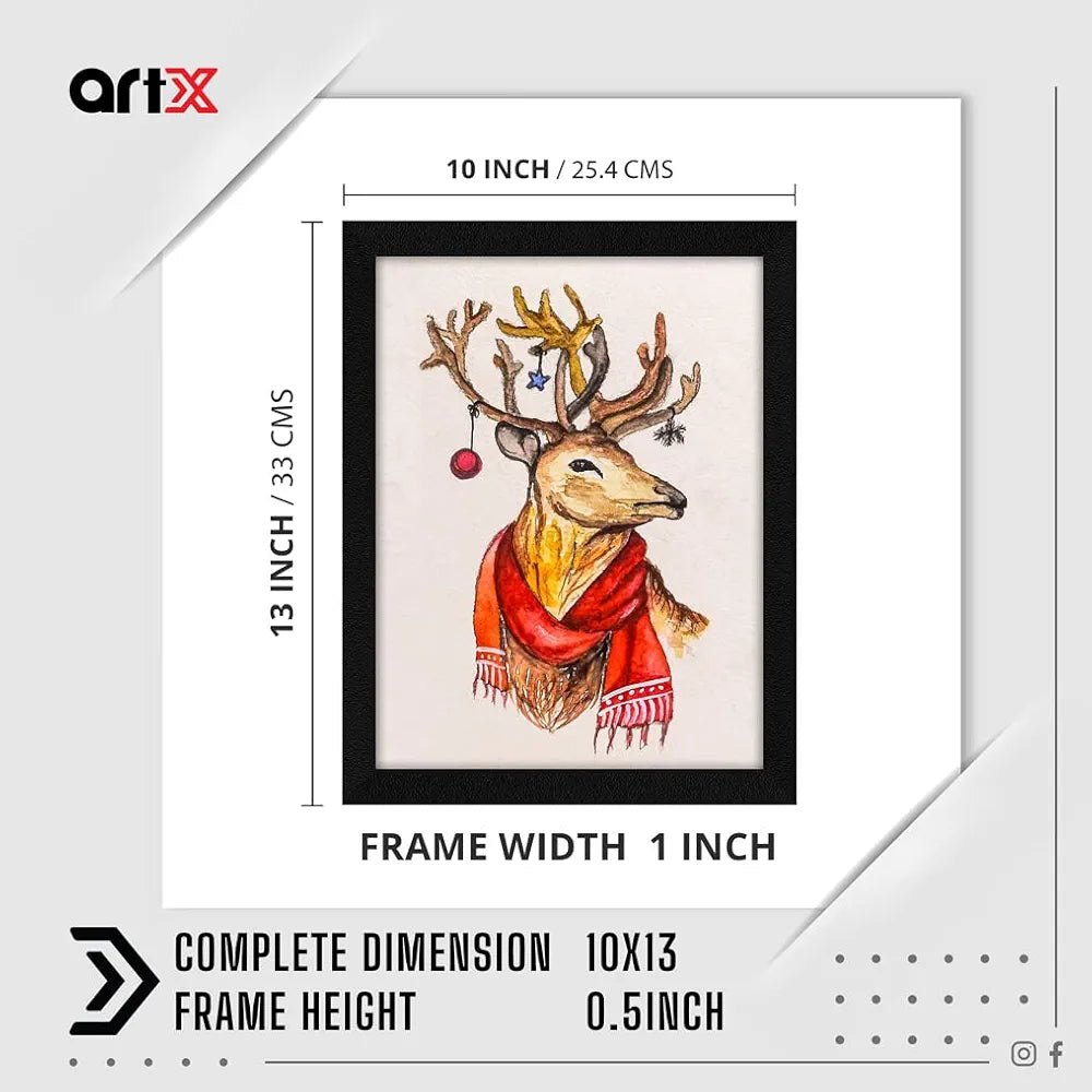 ArtX Paper Christmas Deer Abstract Frame Wall Art Painting