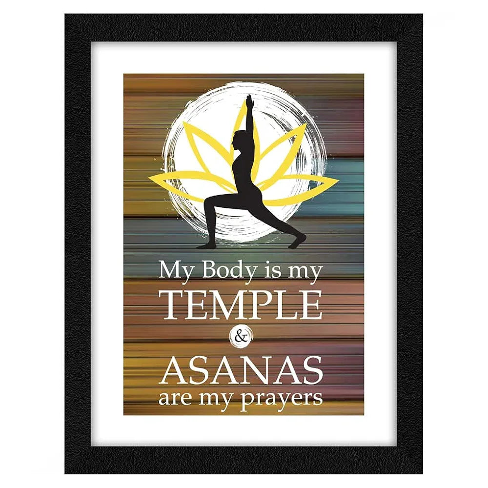 ArtX Paper Yoga Asanas Health Quote Wall Frame Art Painting Multicolor