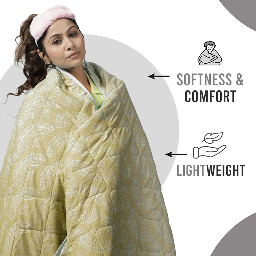 Divine Casa 120 GSM Microfiber Single Bed Comforter Soft & Lightweight Reversible AC Blanket Colour Wheat