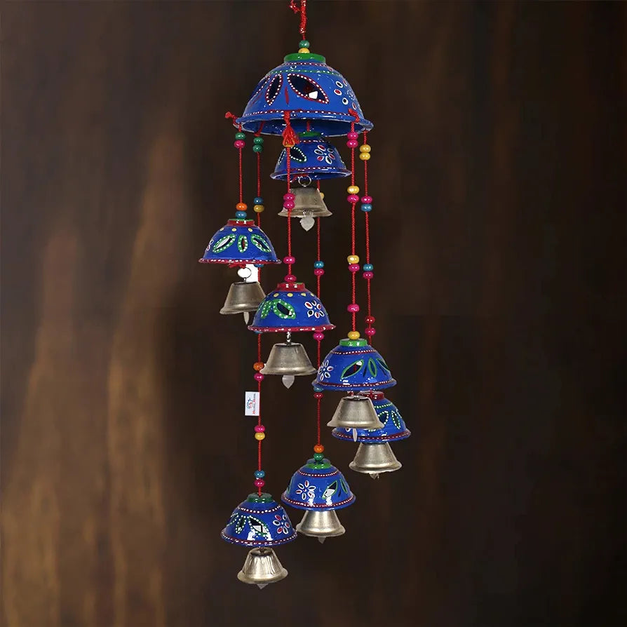 Heart Home Plastic Rajasthani Design Handcrafted Hanging Windchimes Latkan with 8 Bells