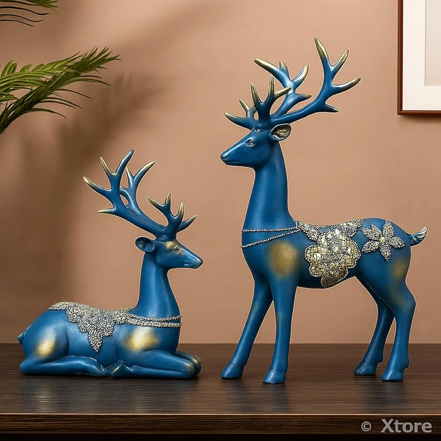 Xtore Creative Resin Golden Reindeer Sculptures