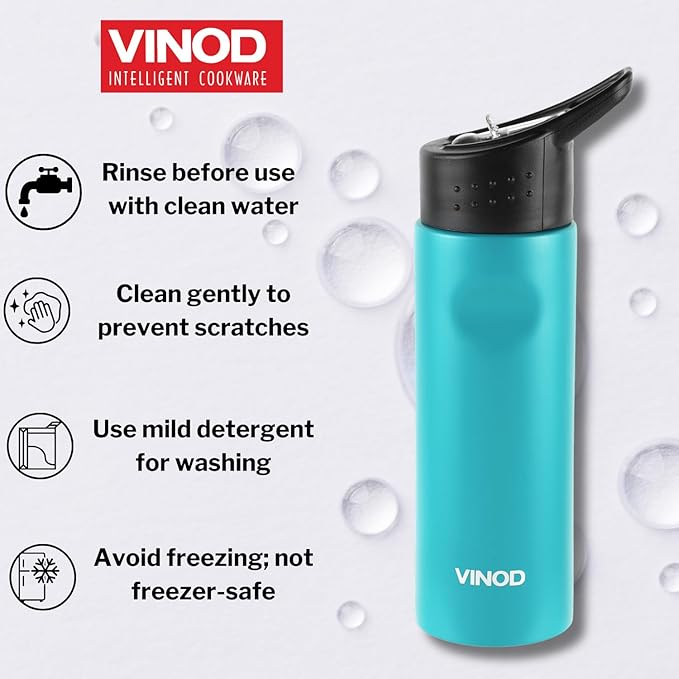 Vinod Snappy Stainless Steel Single Wall Vacuum Insulated Water Bottle - 750ml | Ergonomic Sleek Design