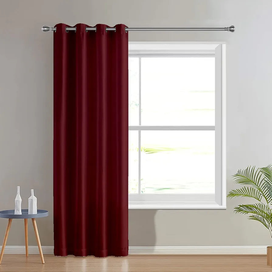 Divine Casa Micro Satin Semi Blackout Door Curtain 7 Feet  Colour Maroon Room Darkening Polyester Panel with Metal Eyelets (Pack of 1)