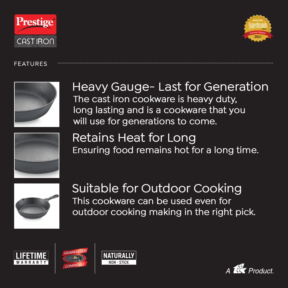 Prestige Cast Iron Fry Pan 200 mm (Black)