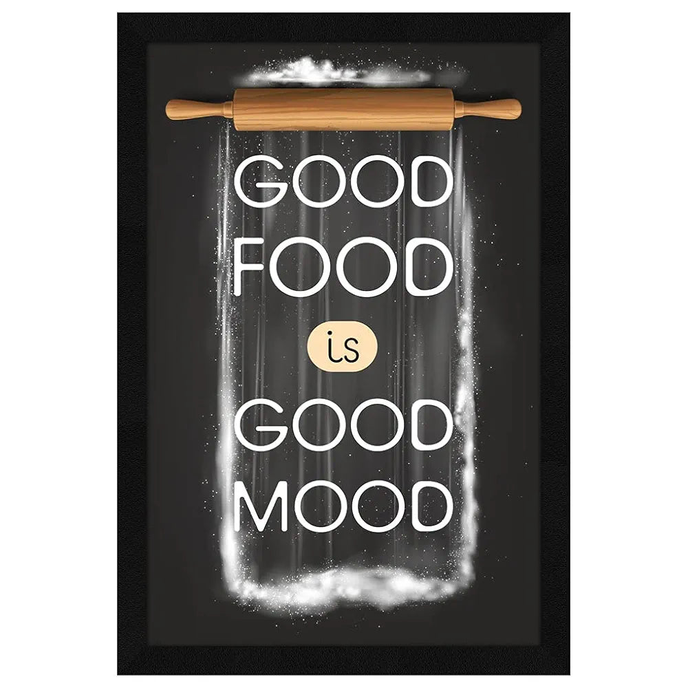 ArtX Paper Good Food Good Mood Motivational Quote Framed Wall Art Painting