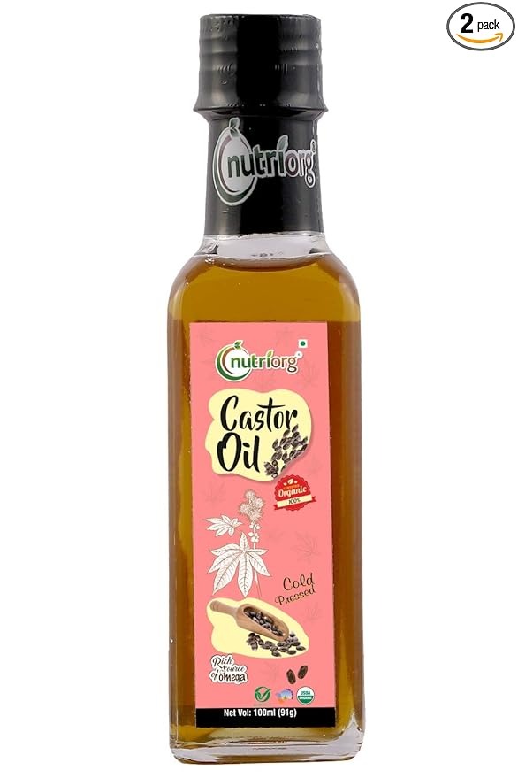 Nutriorg Organic Castor Oil 100 ml Each (Pack of 2)- 200 ml
