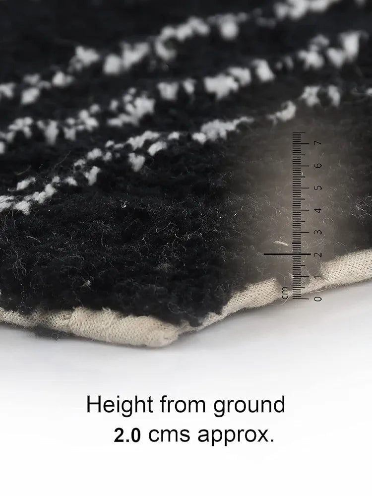 Sashaa World Striped Microfiber Anti Slip Backing Bathmat Colour Black