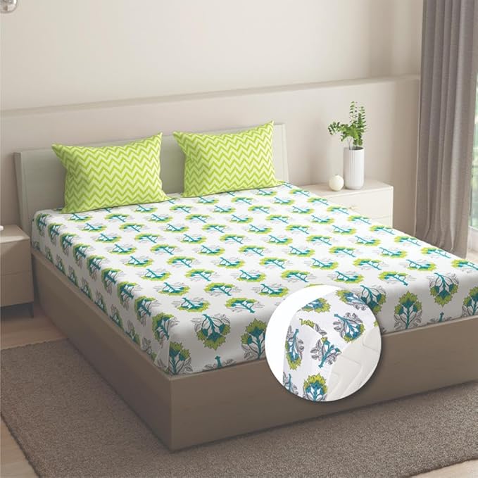 Wakefit Bedsheet For King Size,Bedsheet King Size Bed Cotton 2 Pillow Cover Elastic Fitted Sheet Rechal Colour