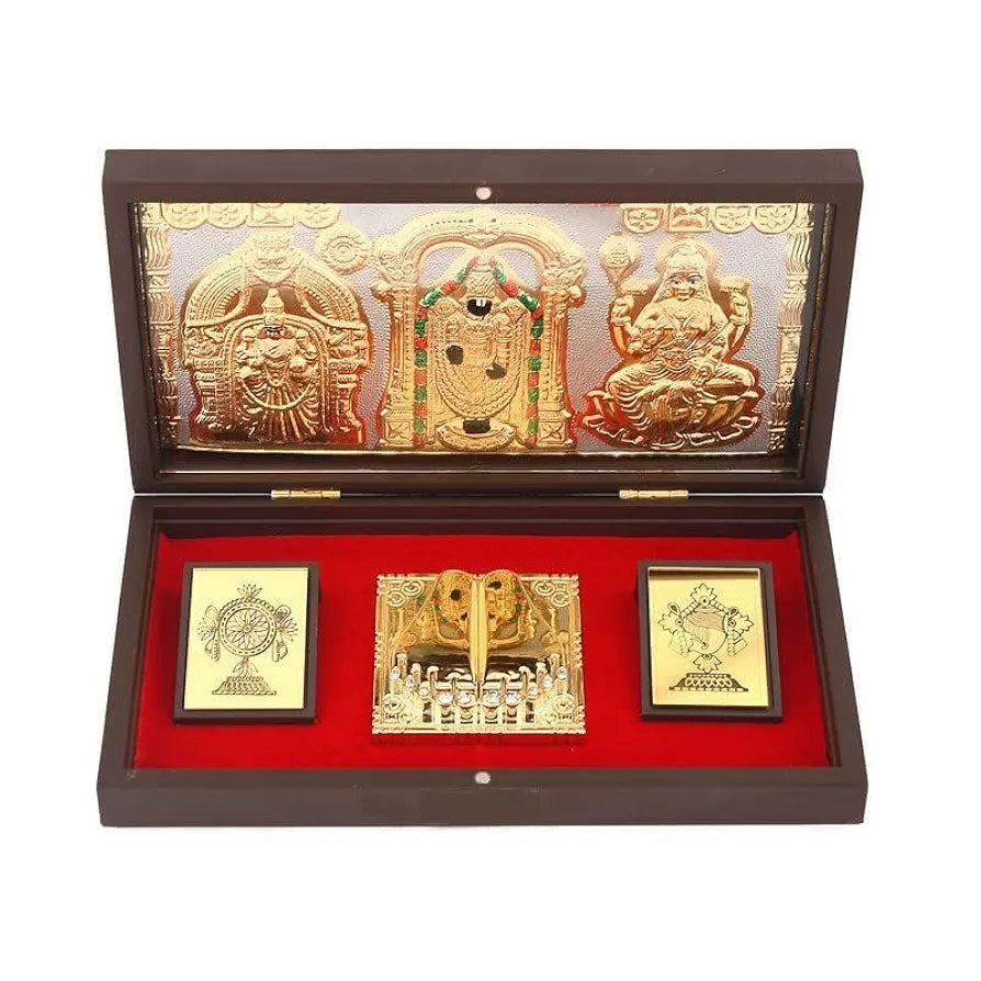 Jaipur Ace Gold Plated Shree Venkatshwer Charan Paduka Yantra Devotional Prayer Box