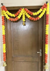 Artificial Marigold Fluffy Flowers Garlands Door Toran Set/Door Hangings Yellow and Dark Orange Patterned