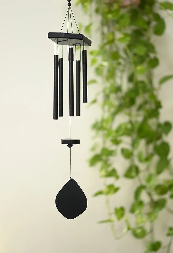 Tej Gifts Feng Shui Metal Wind Chime with 5 Black Pipes