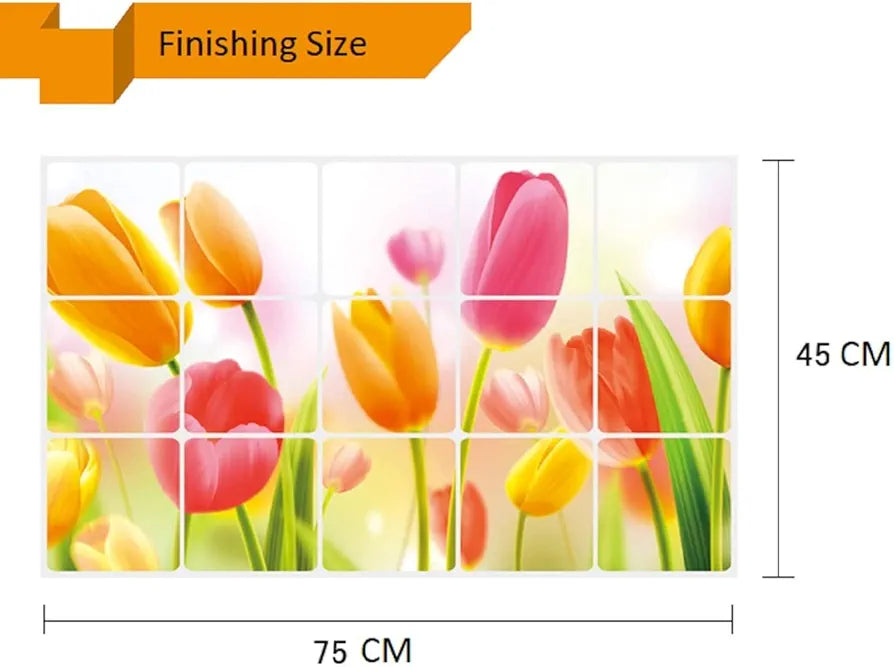Jaamso Royals Multicolor Flower Wall Tiles Stickers Waterproof Tulip Flowers