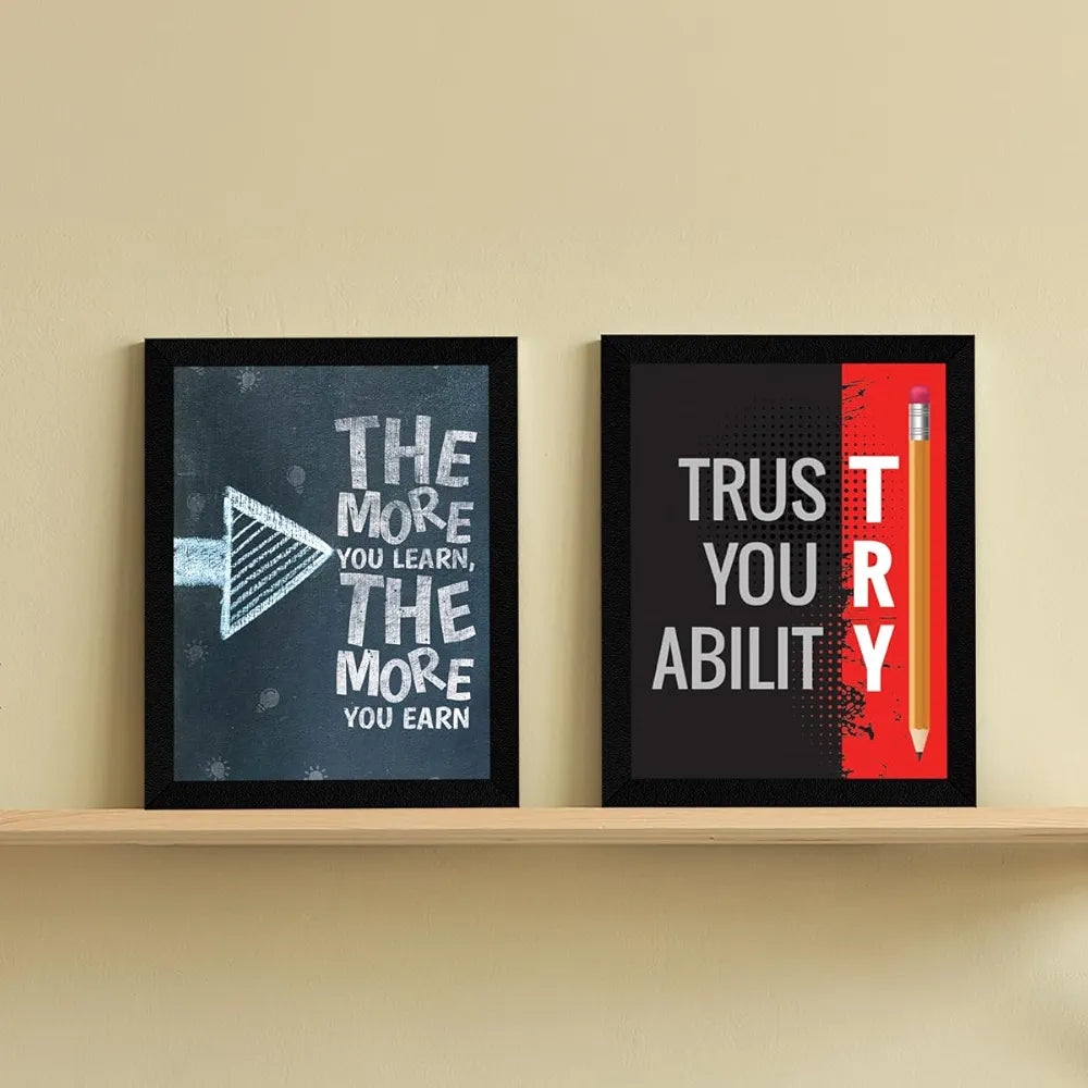ArtX Paper Motivational Quotes Wall Frames AXF00115-MOT Set of 4