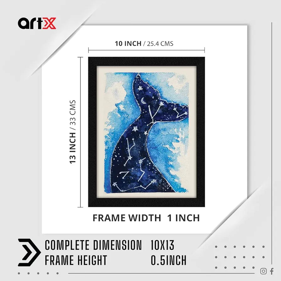 ArtX Paper Cosmic Dolphin Frame Wall Art Painting