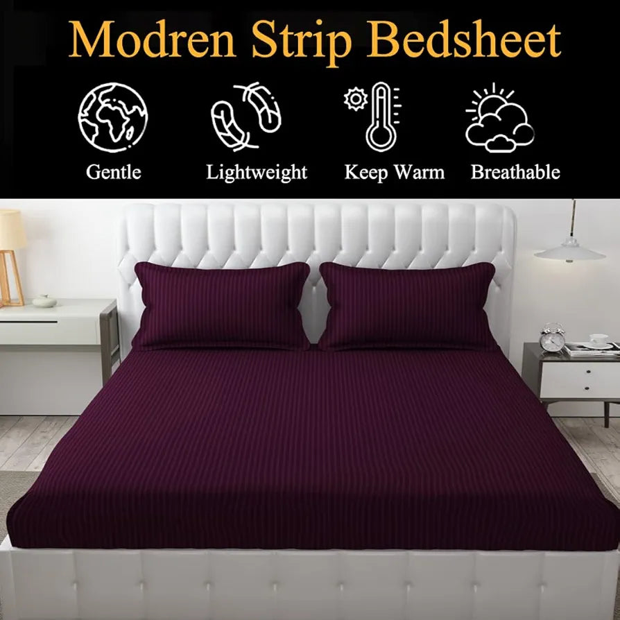 Fresh From Loom King Size Flat Bedsheets Hotel & Home Double Bedsheet Set with 2 Pillow Covers Wine