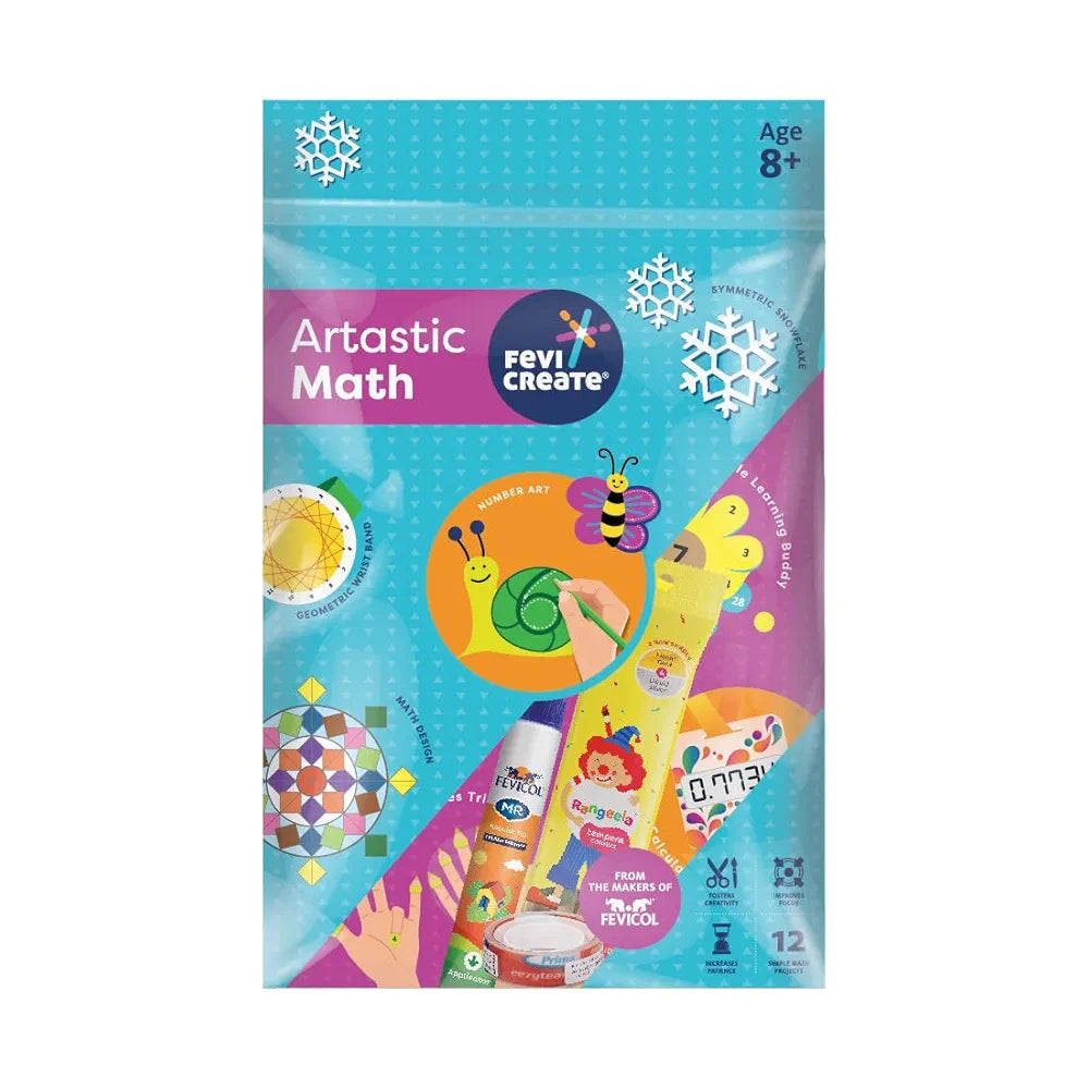 Fevicreate Artastic Maths Craft Kit | Project Book with 12 Educational Activities, Colours, Craft Supplies | Fun Way to Boost Child's Learning | by Fevicol | Return Gift for Kids Age 8+ Years