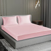 Cloth Fusion Satin Elastic Fitted Bedsheets Double Bed Luxury Queen Size Bed Sheet with 2 Pillow Covers Baby Pink