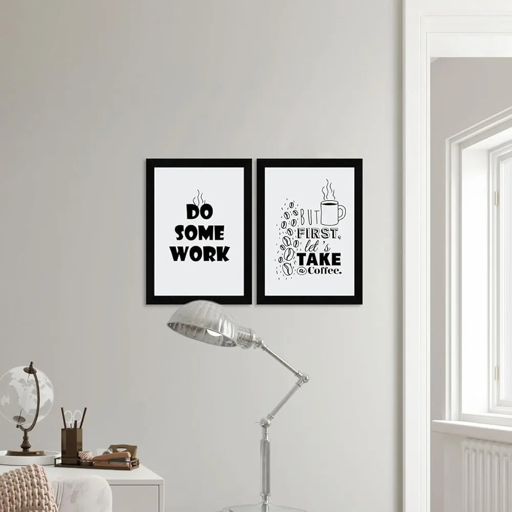 ArtX Paper Kitchen Dining Area Cafe Bar Restaurant Funny Framed Quotes Do Some Work Set of 3