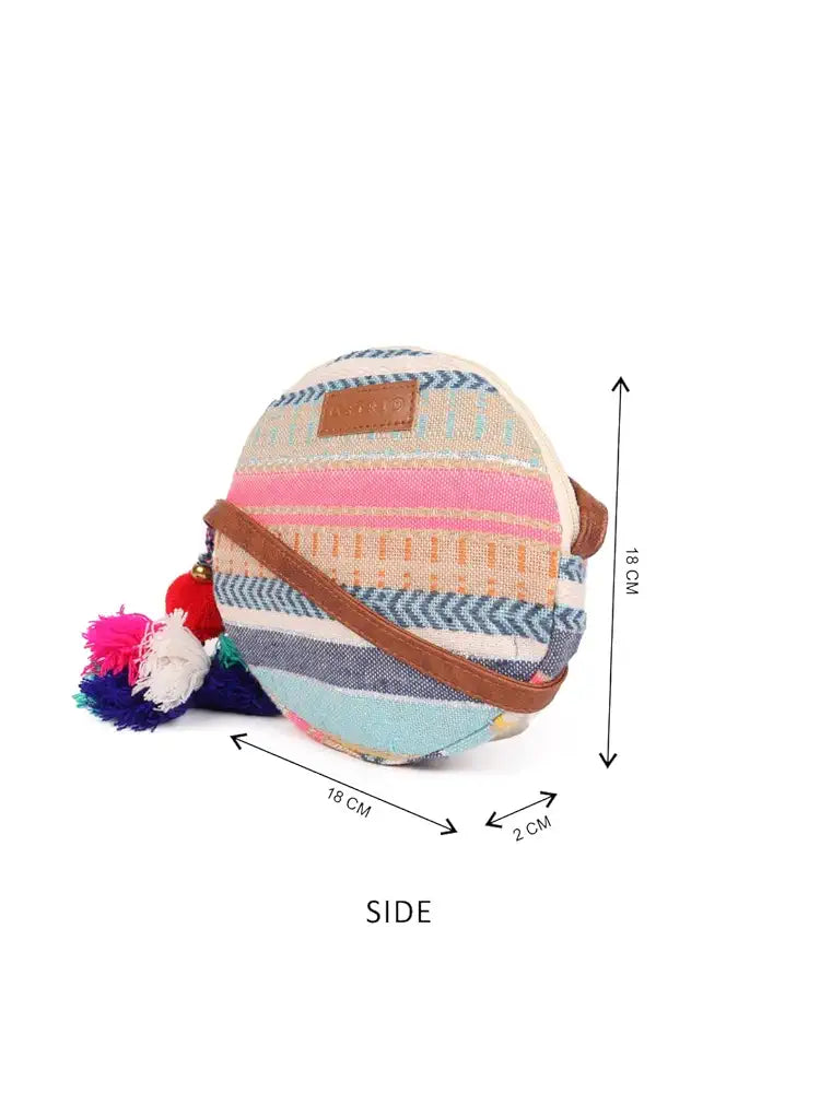 Astrid Handmade Macrame Flap Over Sling Bag For Girls And Women Colour peach
