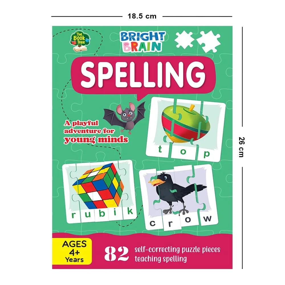 The Book Tree Bright Brain Spellings 82 Piece  Jigsaw Puzzle for Preschoolers, Educational Toy for Learning Space, Gifts for Kids Ages 3 to 6 by Majestic Book Club