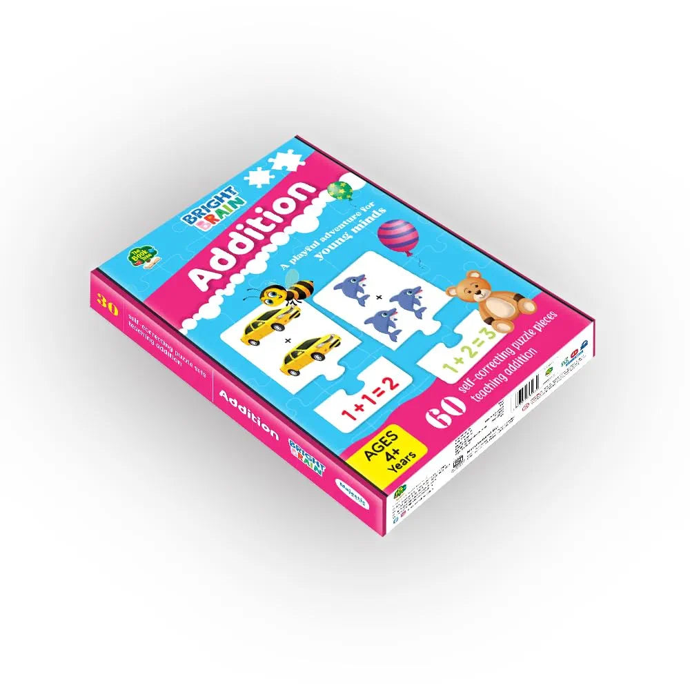 The Book Tree Bright Brain Addition Puzzle – Learn Basic Math with 60 Pieces Puzzle – Fun & Educational for Kids Age 4+ – Educational Toy Birthday Gift for Boys and Girls by Majestic Book Club