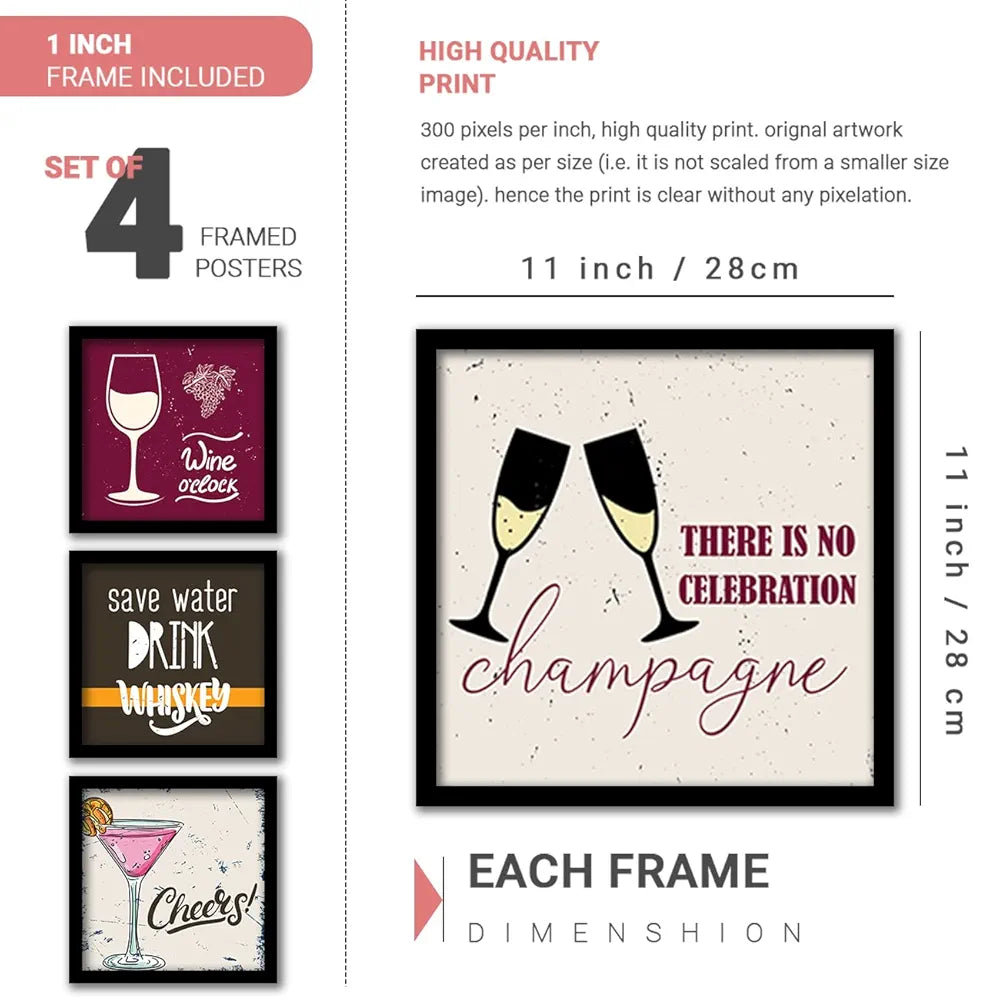 Kotart Wood Whiskey Is Liquid Framed Wall Posters for Bar Kitchen Restaurant Set of 8