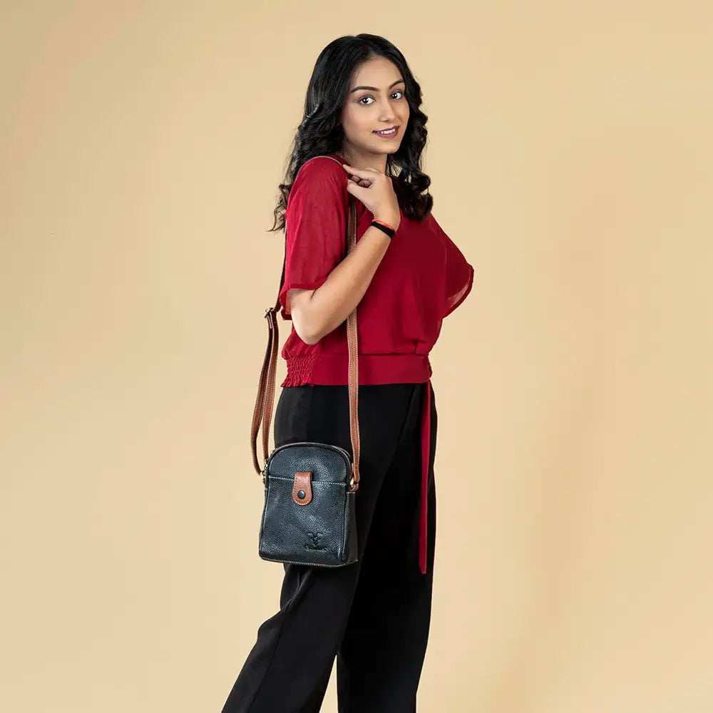 Goatter Genuine Leather Small Sling Cross-Body Bag For Girls And Women's