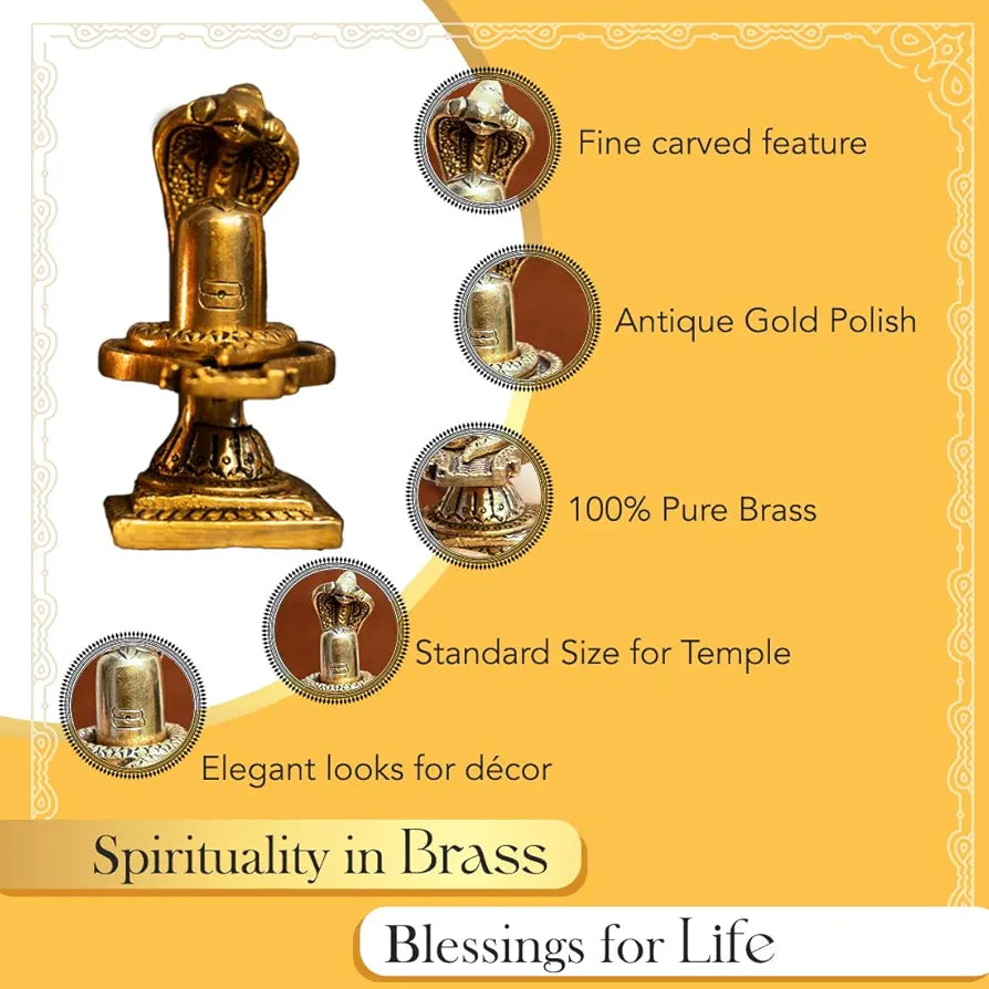 Ekhasa Pure Brass Shivling for Home Puja Siva Linga for Pooja Golden Shivling