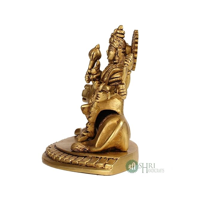 Indicast Brass Maa Durga Statue Idol of Sherawali Mata Murti | Golden Color