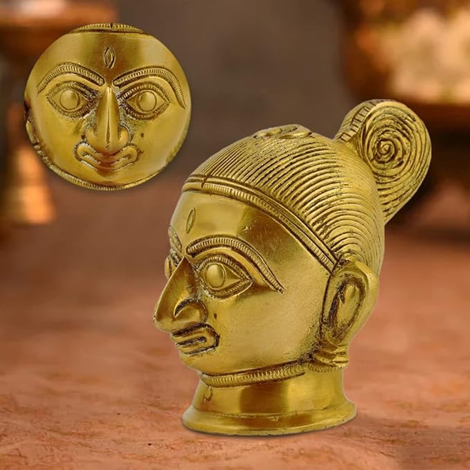 The Advitya Brass Gauri Head Statue | Parvati Head Brass | Gangaur Lady Idol | for Pooja Home Decor Office Showpiece