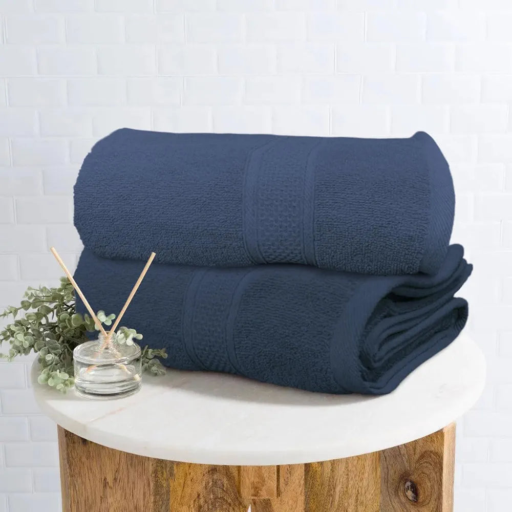 Luxe Home Cotton Bath Towel 450 GSM Quick Dry Large Size Bathroom Towels Colour Navy Blue