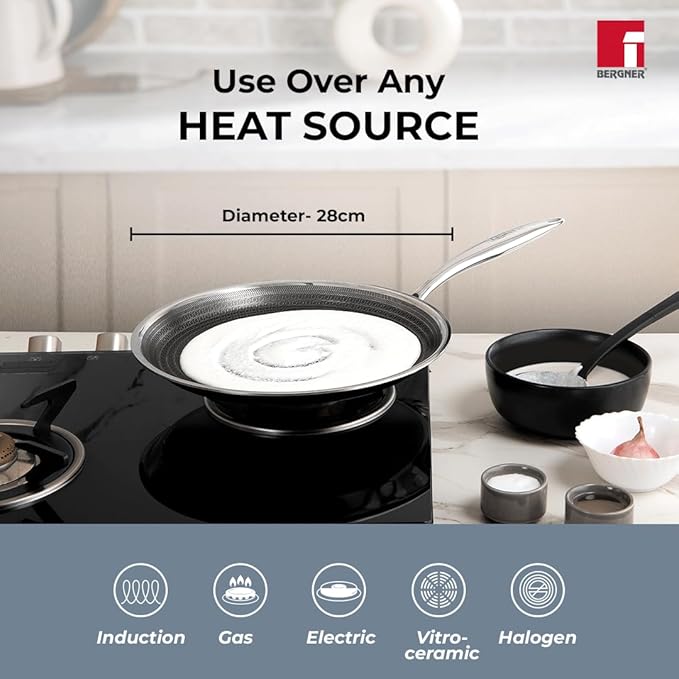 Bergner Hitech Prism TriPly Stainless Steel 30 cm Tawa