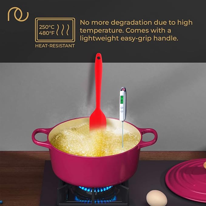 Frenchware Non-stick Premium Silicone Spatula for Cooking, Baking & Mixing | Dishwasher Safe | Set of 3