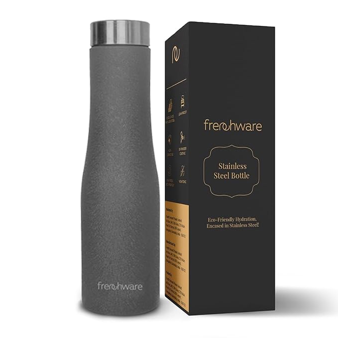 Frenchware Water Bottle 1 Litre, Stainless Steel, Premium SS 304, Misty Slate | Easy-to-Clean