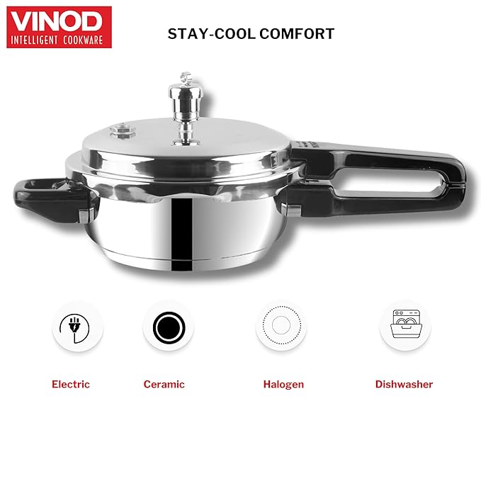 Vinod Stainless Steel Pressure Cooker 3.5 Litres | Also use as Deep Fry pan | Sandwich Bottom