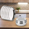 Kuber Industries Dinner Plates Set of 6 + Grater with Storage and Lid SS Pack of 7 Silver