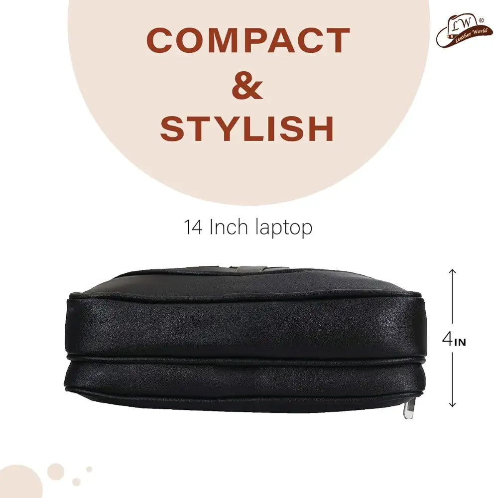 Leather World Pu Leather Mini 14 inch Laptop Office Bag | Office Bag | Messenger Bag | Travel Bag